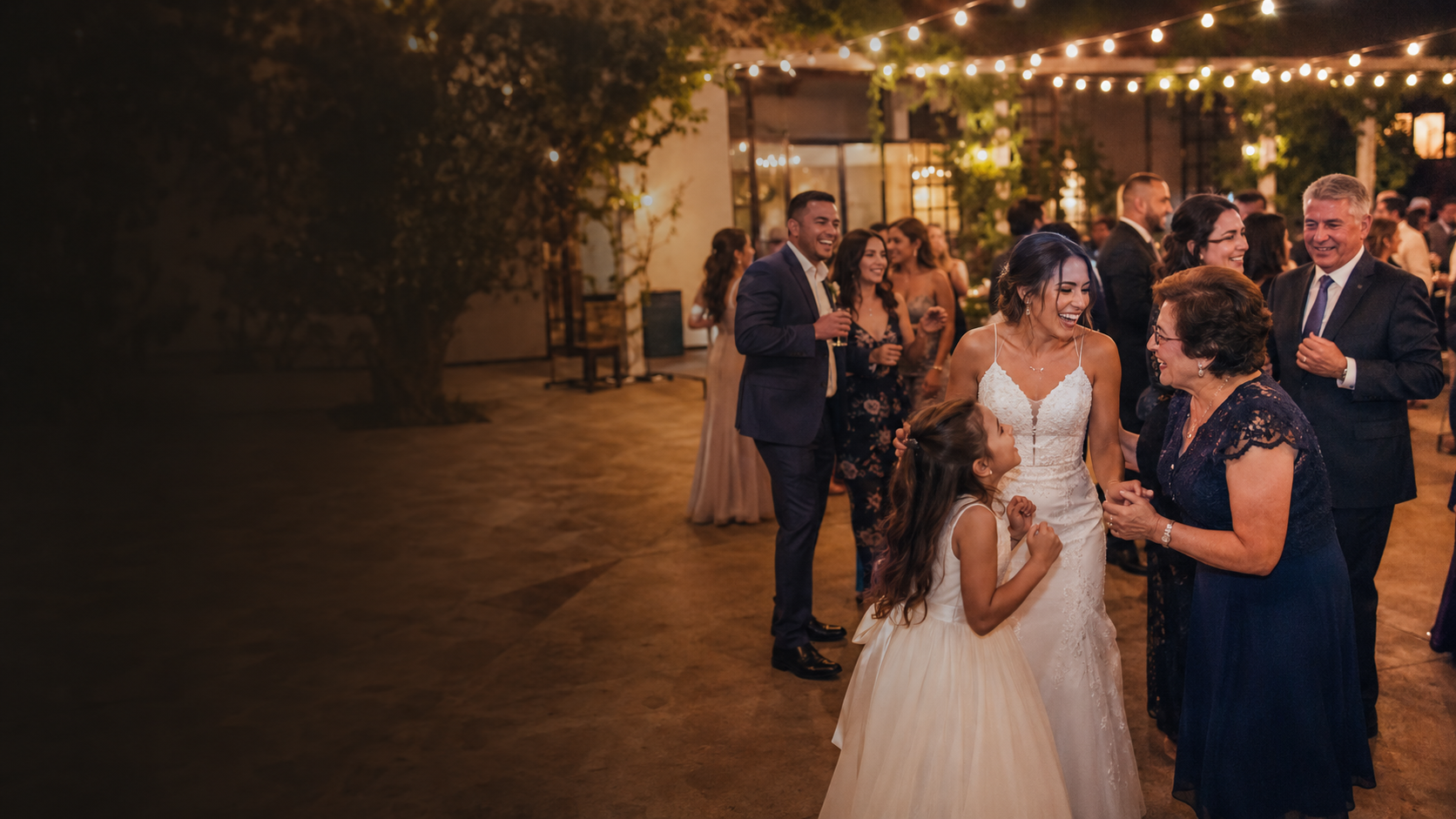 Guests celebrating together at a wedding reception